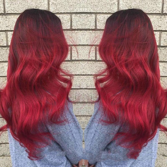 Black Gradient Wine Red Fluffy Big Wave Chemical Fiber Full Headgear