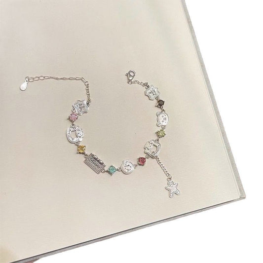 Colorful Zircon Gingerbread Little Bear High Beauty Bracelet