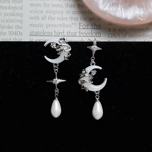 Asymmetrical Wrapped Star And Moon Earrings For Women