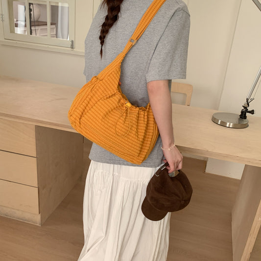 Designer-style Plaid Drawstring Bag With Hanging Buckle Cheerful Vibe Can Be Worn As A Shoulder Bag Or Crossbody Bag