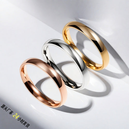 Women's Korean-style Elegant 3mm Simple Bracelet Arc Titanium Steel Ring