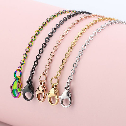 Stainless Steel Necklace With A Flat Cross Pendant