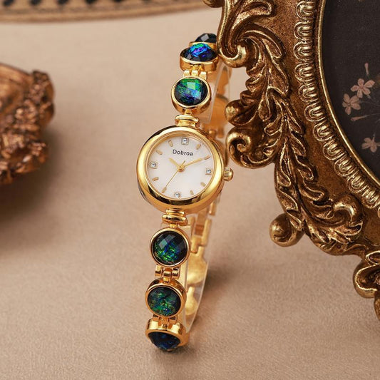 New Style Pre-Owned Light Luxury Pearl And Malachite Elegant Womens Watch