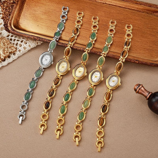 Natural Dongling Stone And Tigers Eye Stone Bracelet