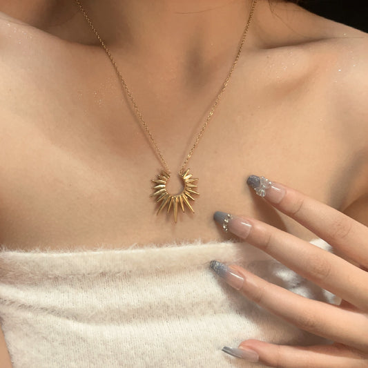 European And American SUNFLOWER Necklace Retro With Opening Clavicle Chain